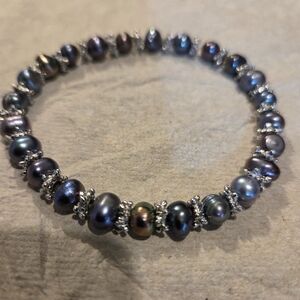 Tahitian Pearl Bracelet with Silver Accents